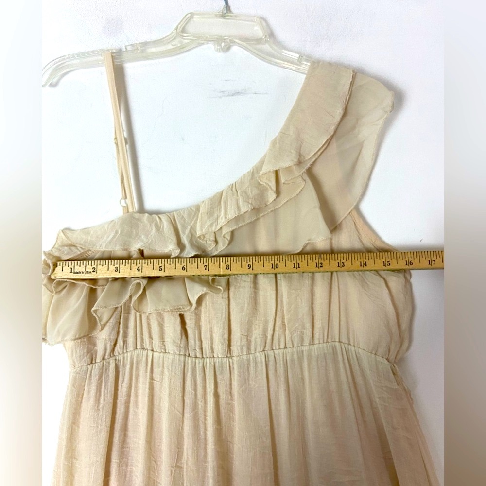 Miss Lili Womens Cream One shoulder Ruffle Dress SzL (sku331) - Picture 8 of 14